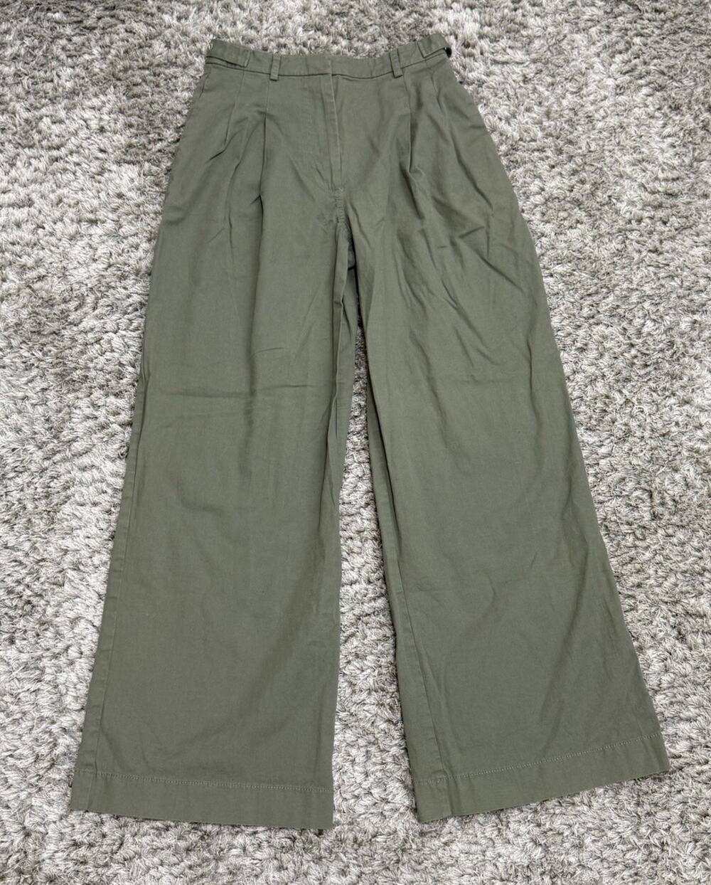 Abercrombie & Fitch Pleated Wide Leg Pants Women’s Size 25R Green Buckle Waist